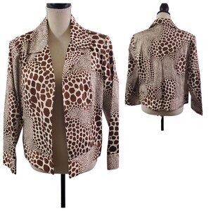 PATRICK Christopher Women’s Jacket Jaguar Print Open Front Blazer Size Large